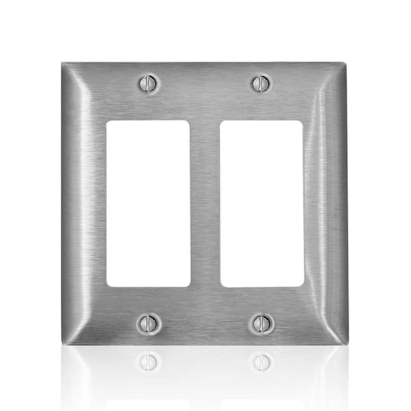 Leviton Stainless Steel 2-Gang Decorator/Rocker Wall Plate (1-Pack)