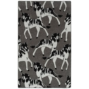 Forever Fauna Charcoal 5 ft. x 8 ft. Animal Print Area Rug