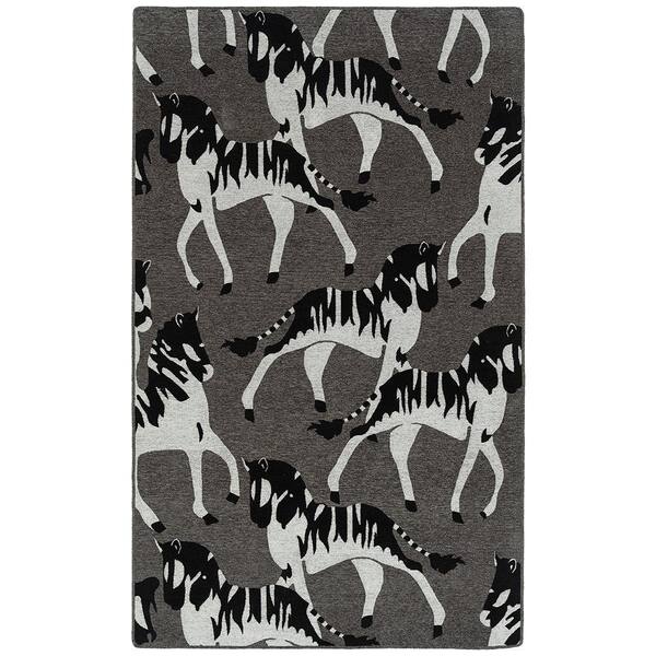 Kaleen Forever Fauna Charcoal 5 ft. x 8 ft. Animal Print Area Rug