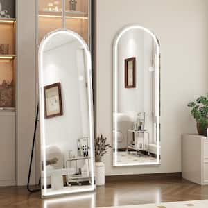 White 19.7 in. W x 63 in. H LED Arched Full-Length Mirror Floor Mirror