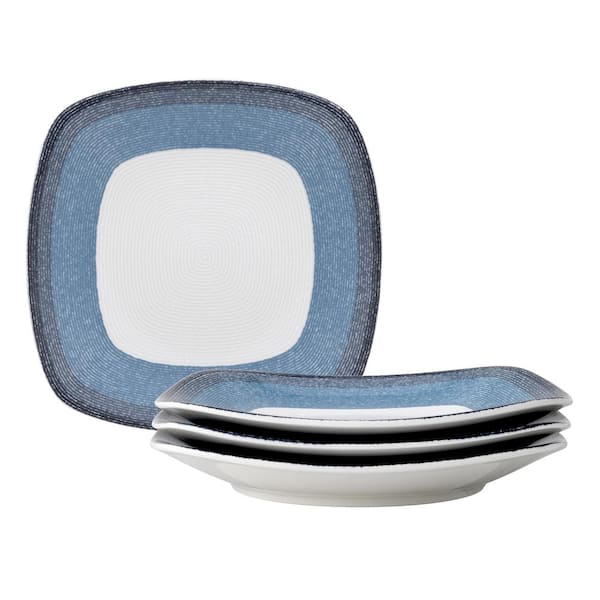 Noritake Colors Capes Layers Navy 8.25 in. (Blue) Porcelain Square Salad Plates, Set of 4