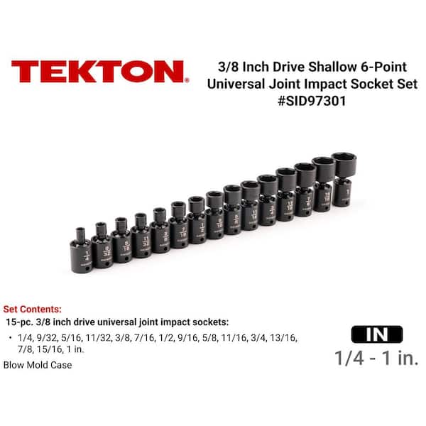 3/8 in. Drive 6-Point Universal Joint Impact Socket Set with Case, 15-Piece (1/4-1 in. )