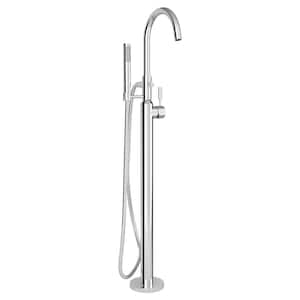 Cadet Single-Handle Freestanding Roman Tub Faucet with Hand Shower in Polished Chrome