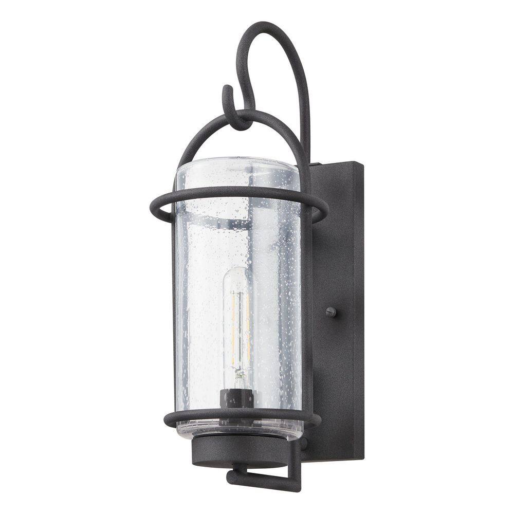 Taplow 16-inch 1-light Weathered Zinc Exterior Wall Sconce with Clear Seeded Glass Shade price history on PriceWatchPro