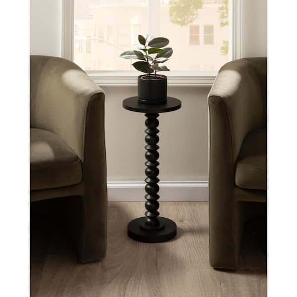 Konya 9 in. Black Round MDF End Table