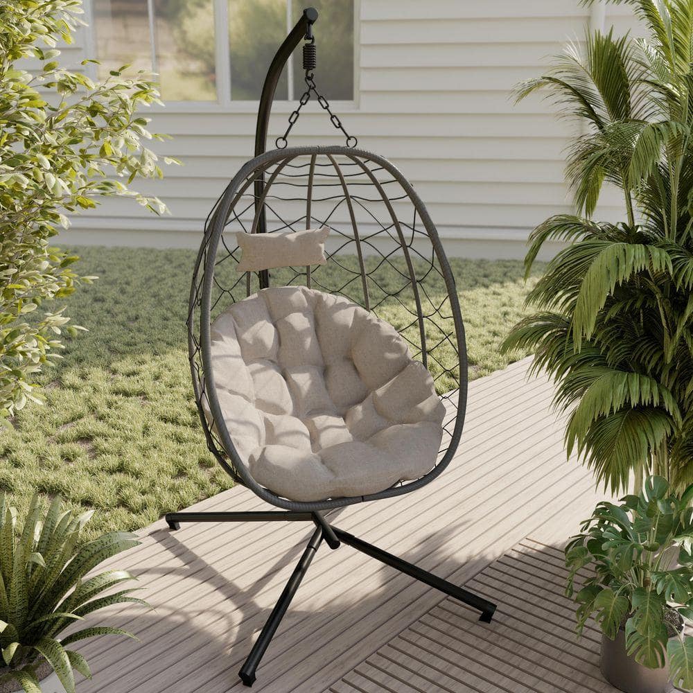 Leisuremod Summit Egg Shape Outdoor Single Person Patio Swing Chair ...