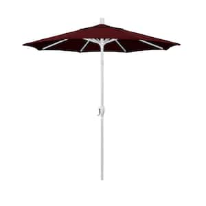 7.5 ft. Matte White Aluminum Market Push Tilt Patio Umbrella in Burgundy Pacifica