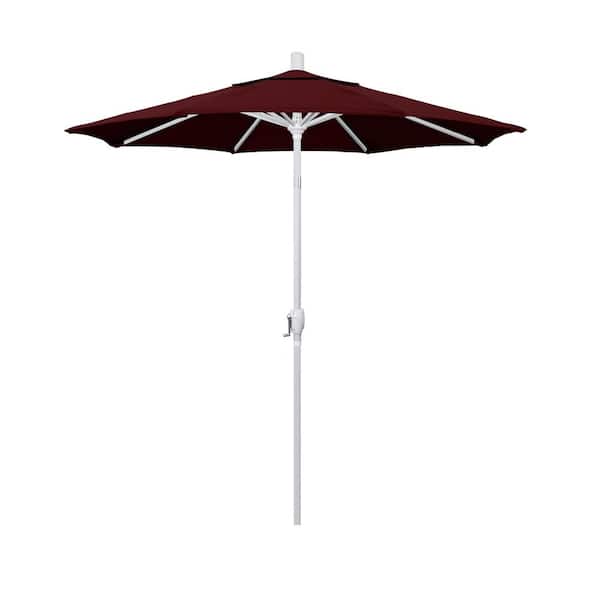 California Umbrella 7.5 ft. Matte White Aluminum Market Push Tilt Patio Umbrella in Burgundy Pacifica