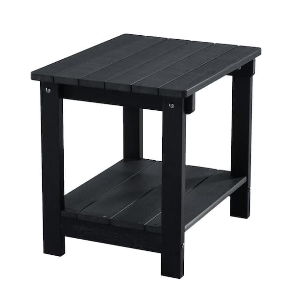 Sudzendf Black Plastic Outdoor Patio Side Table, Coffee Table