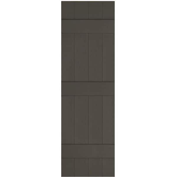 Ekena Millwork 14 in. x 59 in. Lifetime Vinyl Custom Four Board Joined Board and Batten Shutters Pair Musket Brown