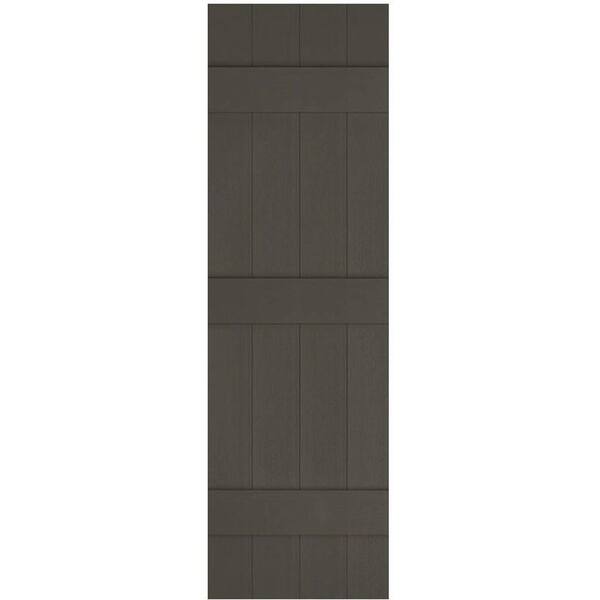 Ekena Millwork 14 in. x 67 in. Lifetime Vinyl Custom Four Board Joined Board and Batten Shutters Pair Musket Brown
