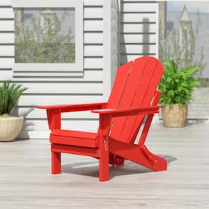 Addison Red Folding Plastic Outdoor Adirondack Chair