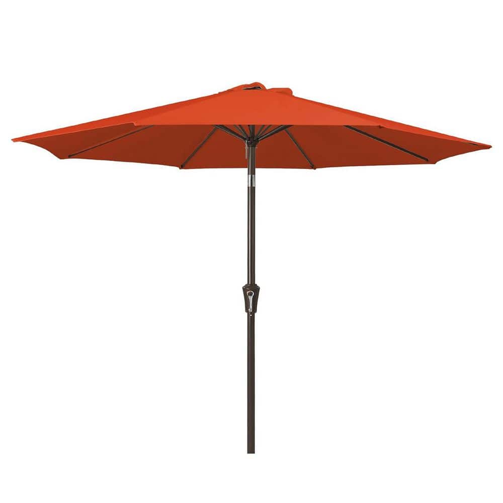 9 ft. Iron Market Tilt Patio Umbrella in Orange with Push Button Tilt