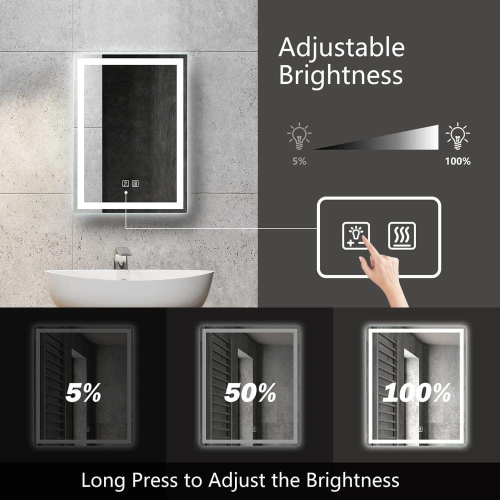 HOMLUX Rectangular Frameless LED Bathroom Vanity Mirror