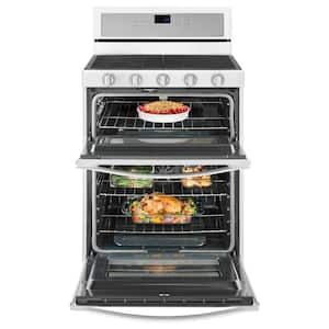 6.0 cu. ft. Double Oven Gas Range with Center Oval Burner in White Ice