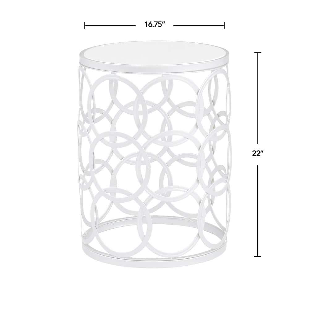 Silver Metal Interlocking Circles Round Accent Table