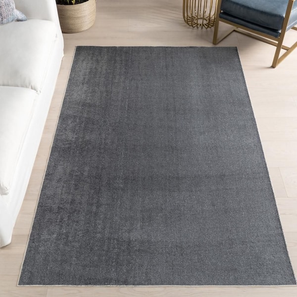 8 ft. x 10 ft. Light Grey Argelia Solid Machine Washable Area Rug