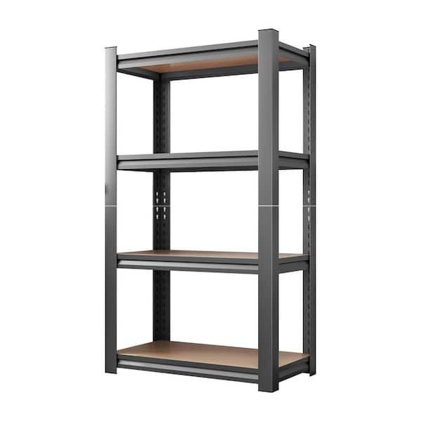 4-Tiers Metal Adjustable Garage Storage Shelving Unit with MDF Board in Black (23.6 in. W x 45.6 in. H x 11.8 in. D)