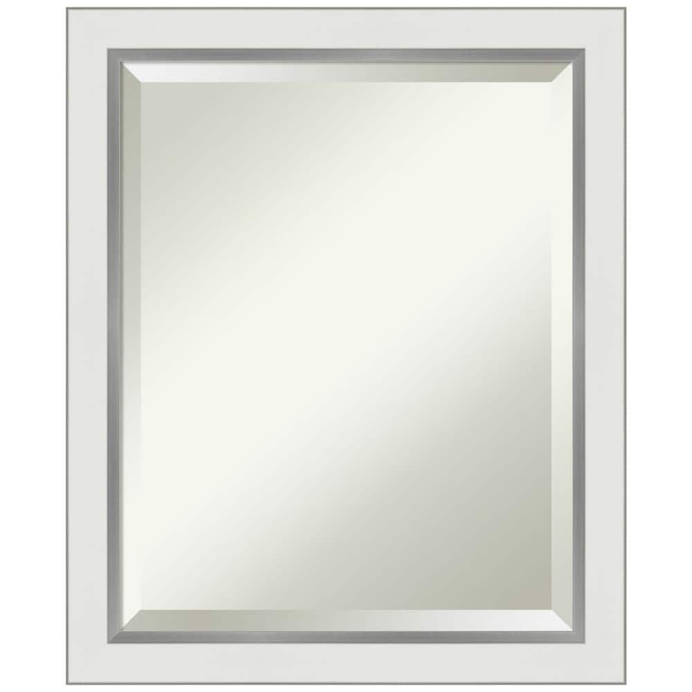 Eva 19" x 23" White and Silver Wood Framed Wall Mirror