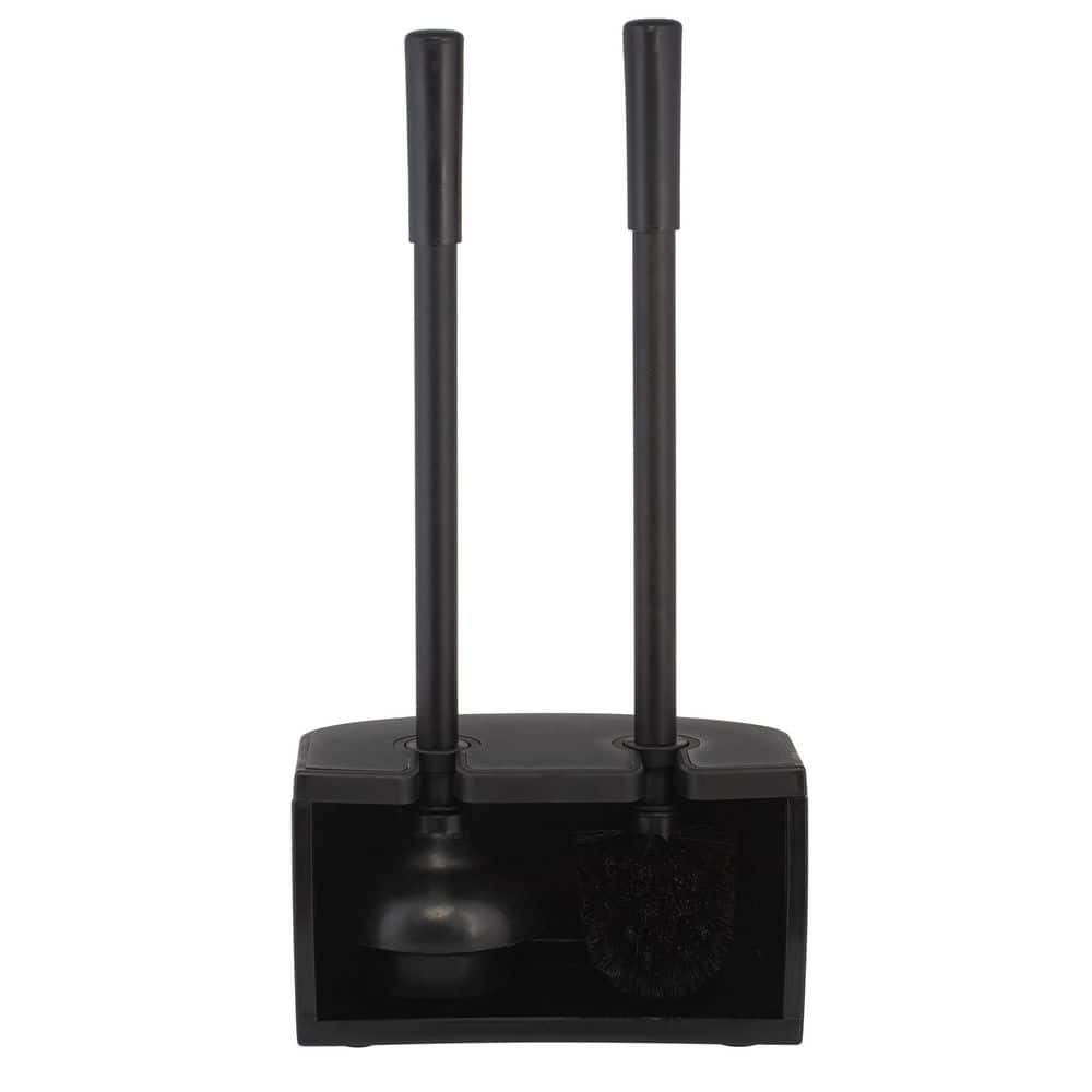 Black Stainless Steel 2-in-1 Toilet Brush and Plunger Set