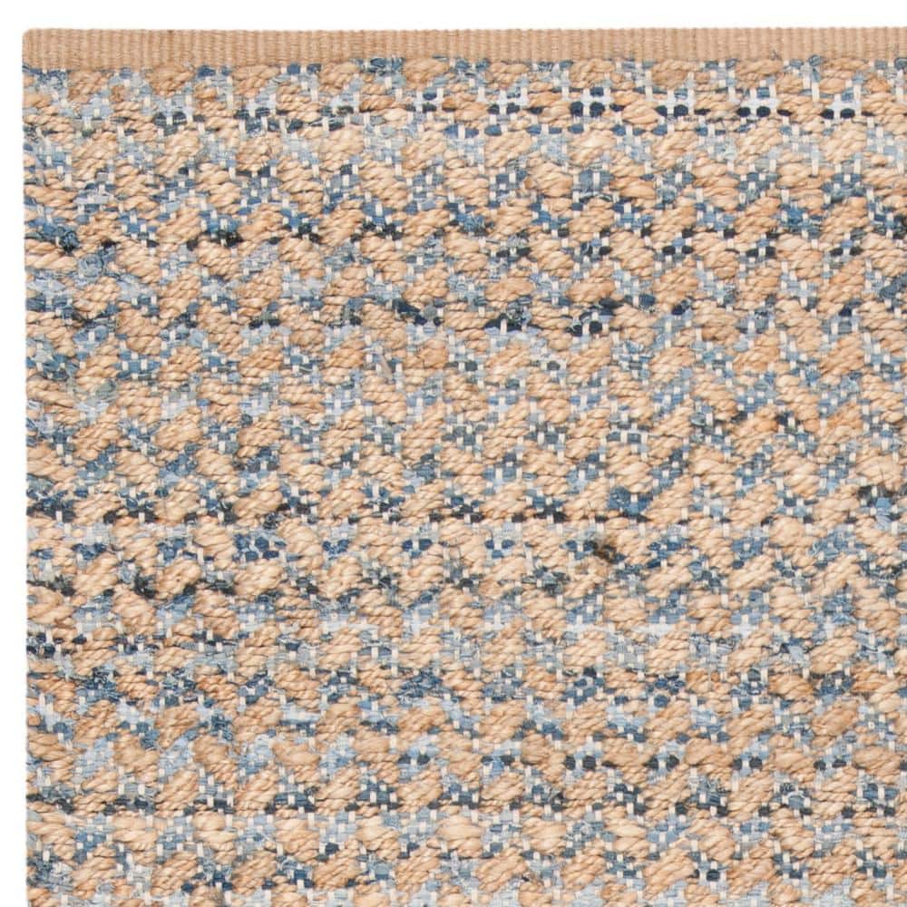 Boho-Chic Blue Geometric Flat-Woven 6' x 9' Reversible Rug
