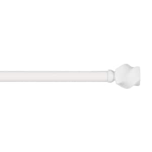 Twist 66 in. - 120 in. Adjustable Length 1 in. Dia Single Curtain Rod Kit in Off White with Finial