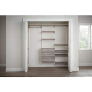 Genevieve 6 ft. Gray Adjustable Closet Organizer Long Hanging Rod with 3 Shelves, 4 Shoe Racks, and 3 Drawers