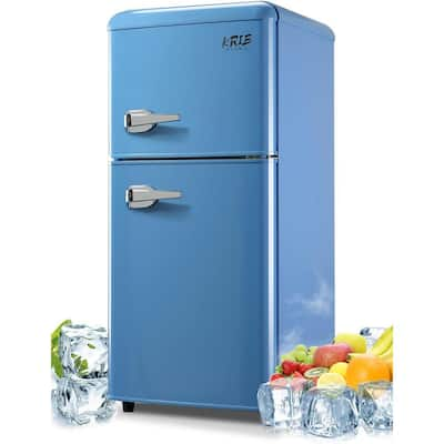 3.5 cu. ft. Compact Refrigerator Mini Fridge in Wood with Freezer Small  Refrigerator with 2 Door