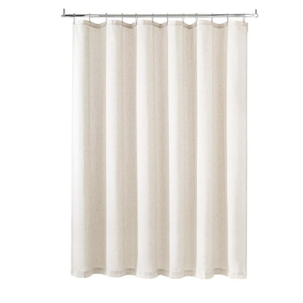 90x72 Shower Curtain Linen Neutral Extra Long Boho Shabby Chic Rustic Cloth Drapes Earth Tone Cream Ivory