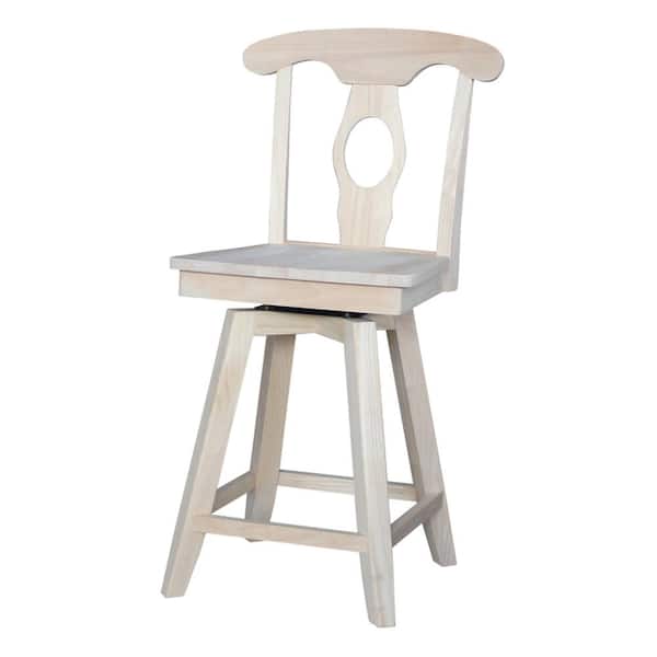 International Concepts Empire 24 in. Unfinished Wood Swivel Bar Stool