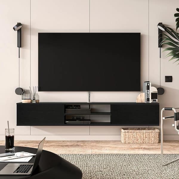 HOME IMPORTS EMPORIUM Black Finish TV Stand Fits TV's up to 75 in.