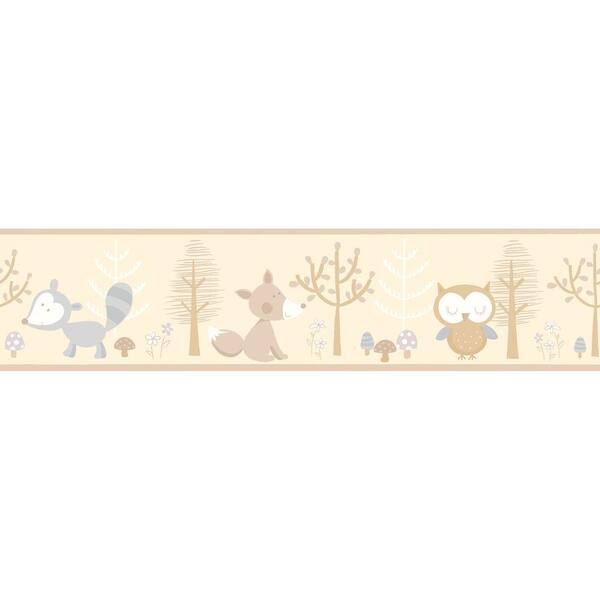 Brewster Happy Forest Friends Taupe Wallpaper Border