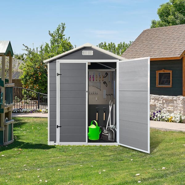 ToolCat 6x4ft Plastic Outdoor Storage Shed with Lockable Door