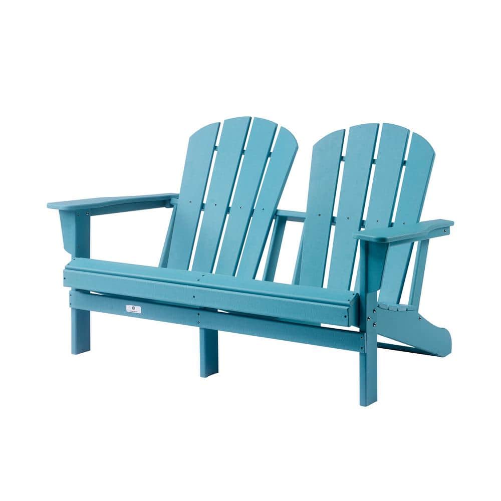 Classic Blue Plastic Outdoor Patio 2 Seats Adirondack Chair