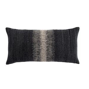 Kallan Ombre Black/ Gray 12 in. x 24 in. Polyester Throw Pillow