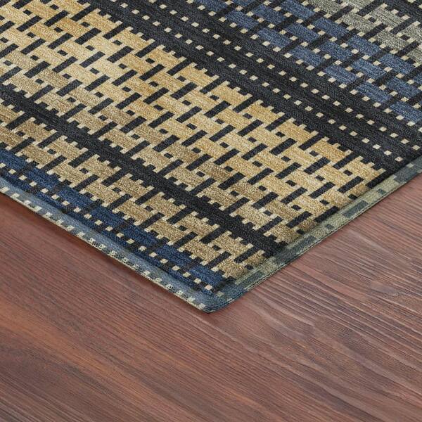 Mayfield Premium Machine Washable Abstract AMF2427 Navy 10 ft. x 14 ft. Area Rug