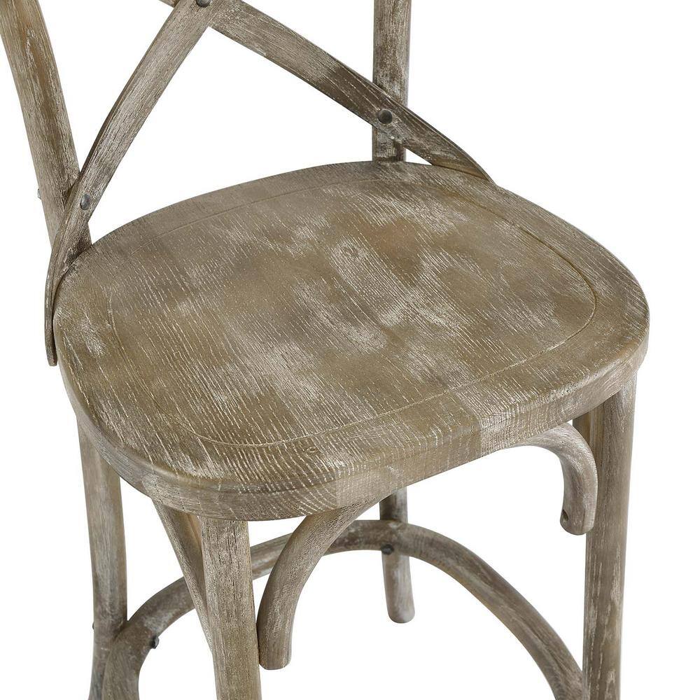 Farmhouse Charm Modern Gray Elm Wood Counter Stool