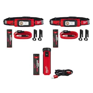 600 Lumens LED REDLITHIUM USB 360-Degree Visibility Hard Hat Headlamp (2-Pack) USB Charger and Portable Power Source Kit