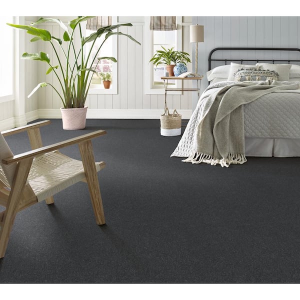 House Party I - Charcoal - Gray 15 ft. 37.4 oz. Polyester Texture Carpet - Installation Required