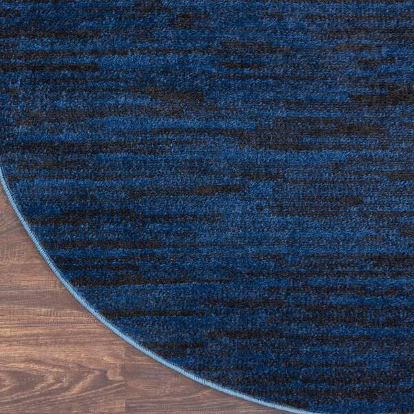 Nourison Essentials Solid Contemporary Midnight Blue 4' Round Area Rug 4' X Round