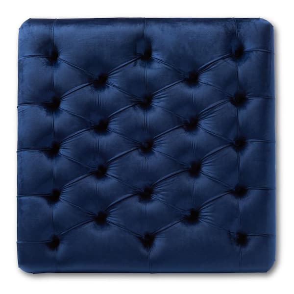 Baxton Studio Keswick Royal Blue Ottoman 151 9359 HD The Home Depot