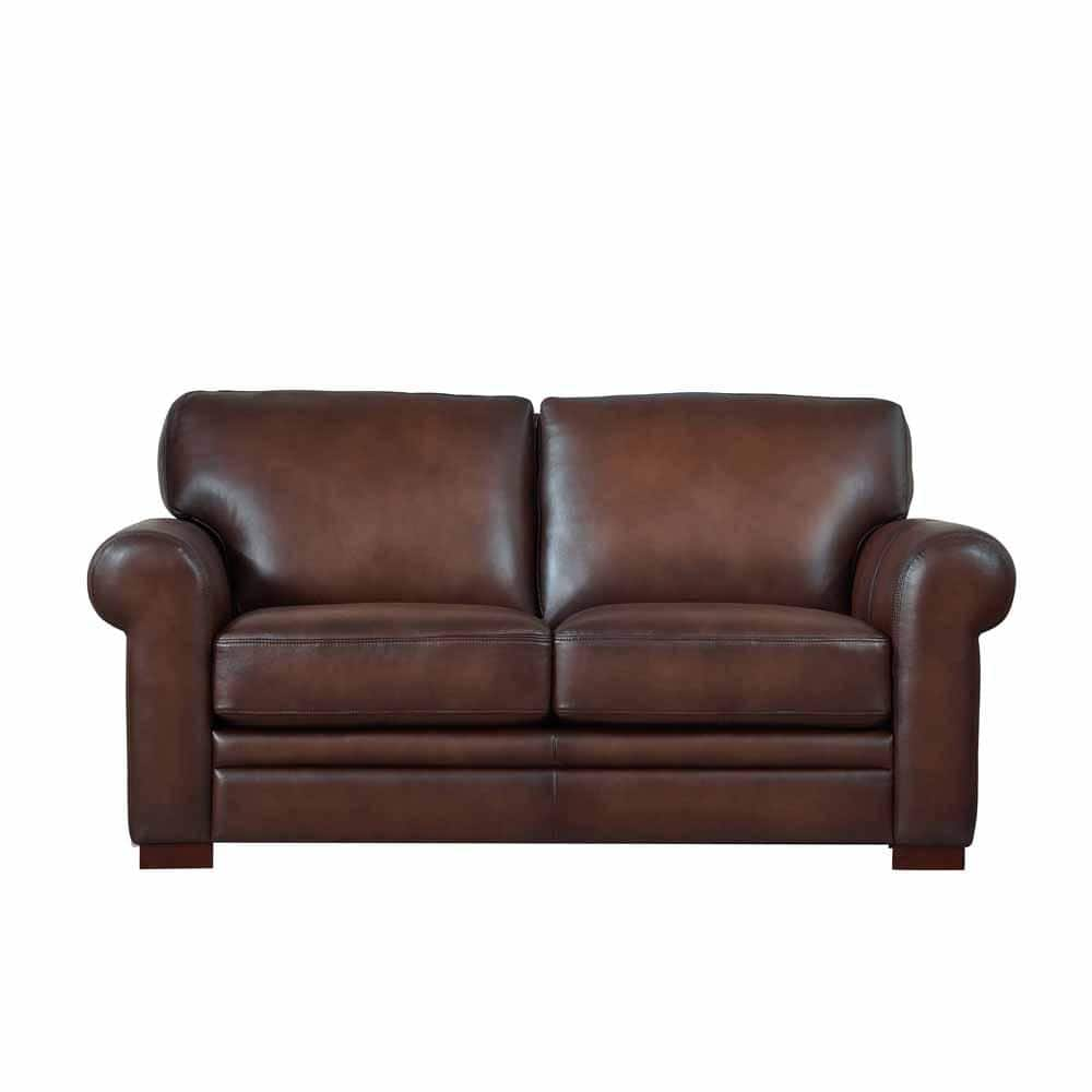 Hydeline Brookfield 70 In. Caramel Brown Solid Leather 2-Seater ...