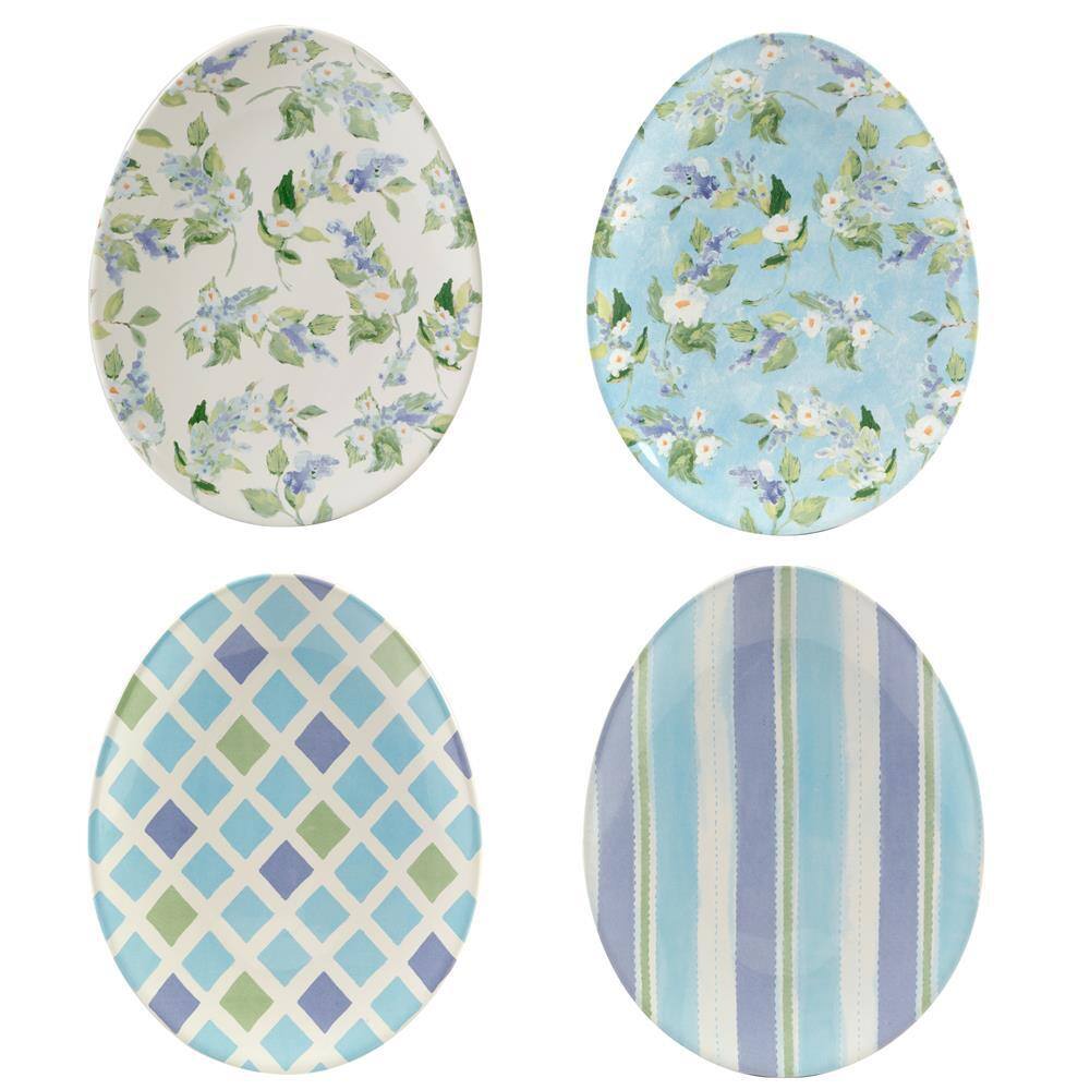Certified International Easter Morning 8 in. W x 1 in. H x 10 in. D Oval Assorted Colors Earthenware Egg Plates (Set of 4)