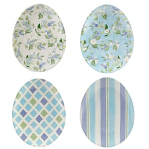 Easter Morning 8 in. W x 1 in. H x 10 in. D Oval Assorted Colors Earthenware Egg Plates (Set of 4)