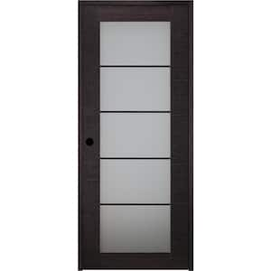 Avanti 5-Lite 32 in. x 96 in. Left-Hand Frosted Glass Solid Composite Black Apricot Wood Single Prehung Interior Door