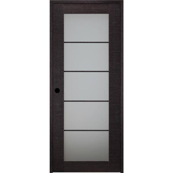 Belldinni Avanti 5-Lite 30 in. x 96 in. Left-Hand Frosted Glass Solid Composite Black Apricot Wood Single Prehung Interior Door