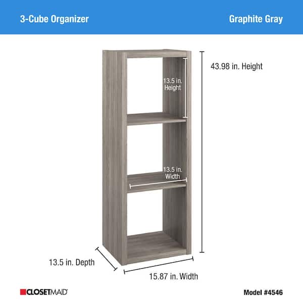 Better Homes & Gardens 3-Cube Storage Organizer, Rustic Gray 