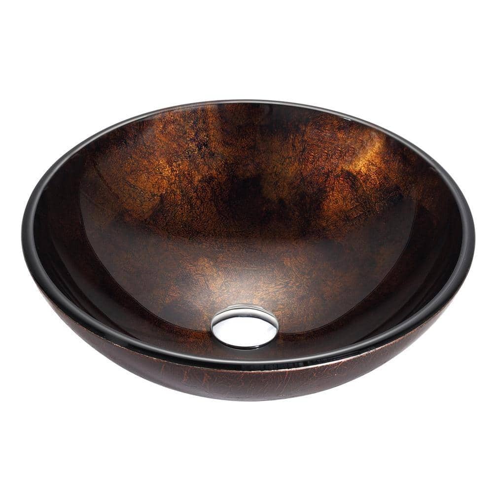 Copper Glass Round Vessel Sink with Oil Rubbed Bronze Finish