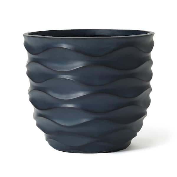 LuxenHome 13.4 in. W x 11.6 in. H Black Ceramic Individual Pot