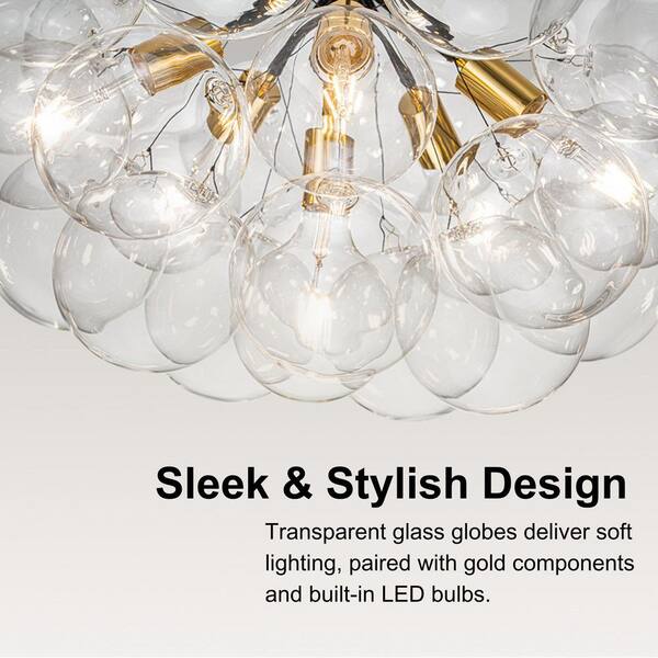 Y'INSP 6-Light Black Unique Glass Bubble Chandelier with